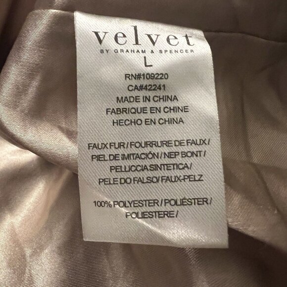 Anthropologie Lux Faux Fur Teddy Coat Velvet Graham Spencer Tan Large L Pockets - Picture 6 of 7